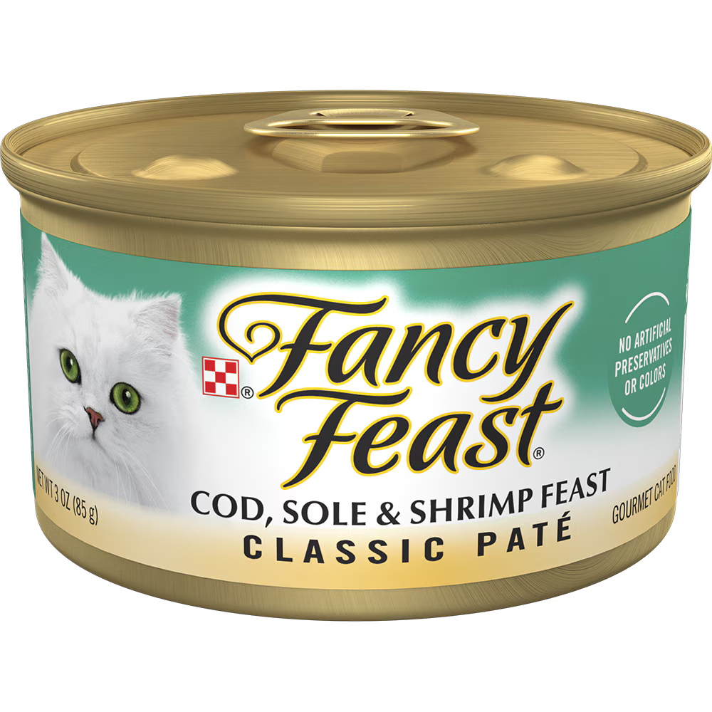 Fancy Feast Classic Pate Cod, Sole & Shrimp Wet Cat Food 3 oz Can