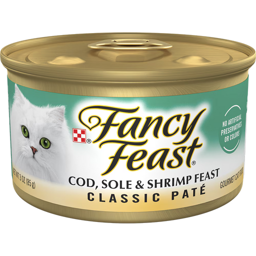 Fancy Feast Classic Pate Cod, Sole & Shrimp Wet Cat Food 3 oz Can