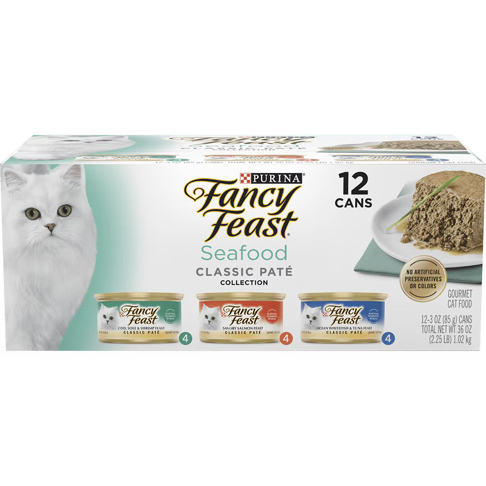 Fancy Feast Seafood Feast Variety Pack 12 × 3 oz Cans
