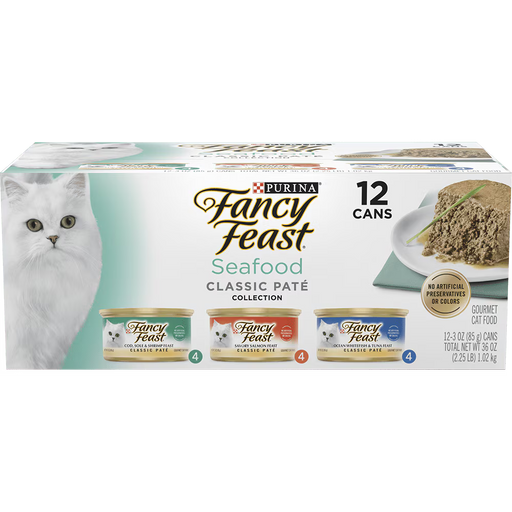 Fancy Feast Seafood Feast Variety Pack 12 × 3 oz Cans