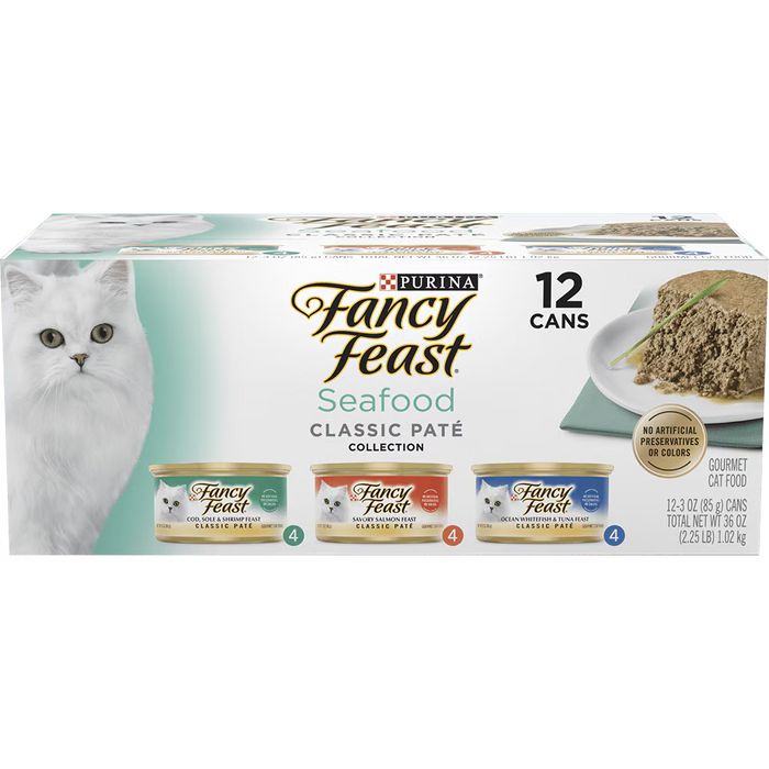 Fancy Feast Seafood Feast Variety Pack 12 × 3 oz Cans