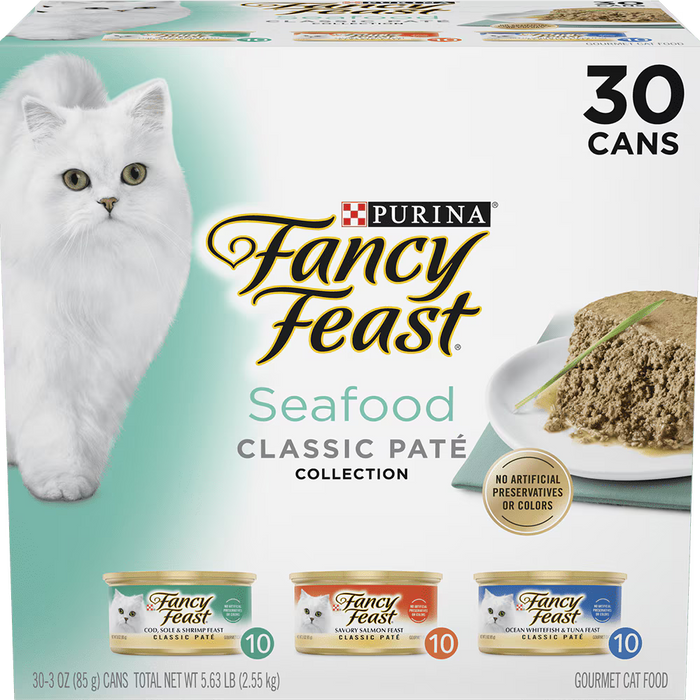 Fancy Feast Seafood Classic Pate Variety Pack 30 ct 3oz cans