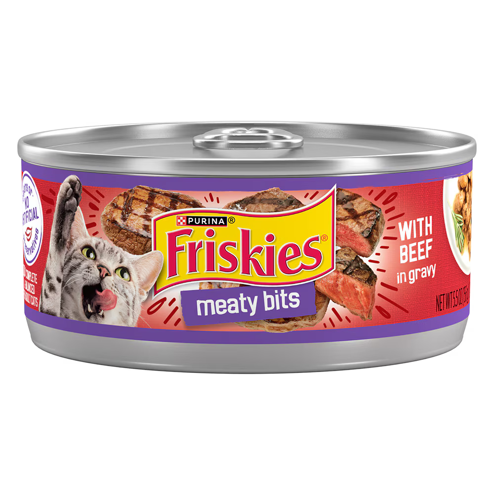 Purina Friskies Meaty Bits With Beef in Gravy Wet Cat Food 5.5 oz
