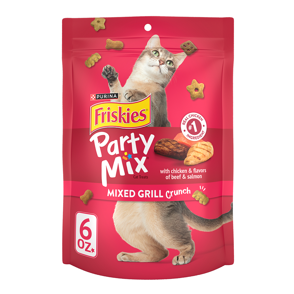 Purina Friskies Party Mix Mixed Grill Crunch Cat Treats 2.1 oz