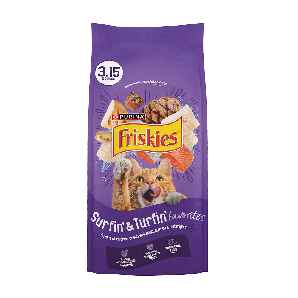 Purina Friskies Surfin’ & Turfin’ Favorites Dry Cat Food 3.15 lb Bag
