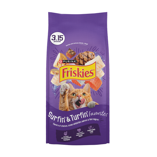 Purina Friskies Surfin’ & Turfin’ Favorites Dry Cat Food 3.15 lb Bag