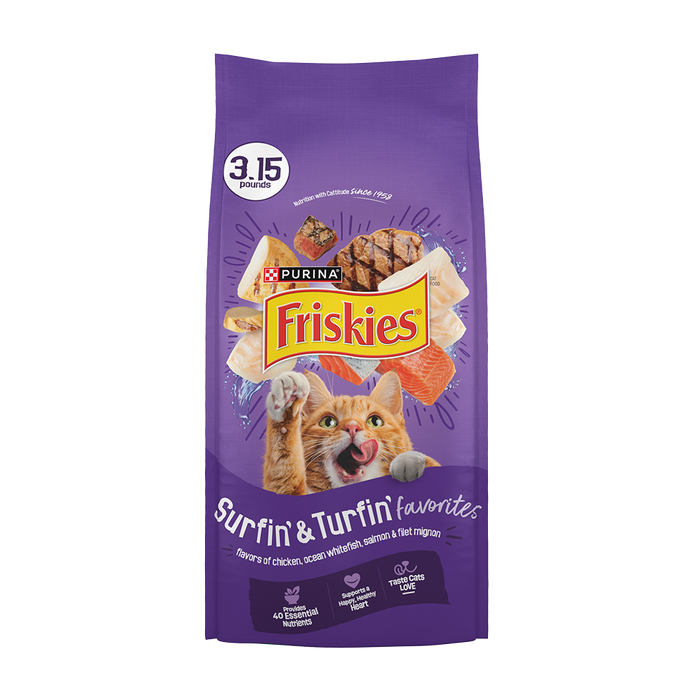 Purina Friskies Surfin’ & Turfin’ Favorites Dry Cat Food 3.15 lb Bag