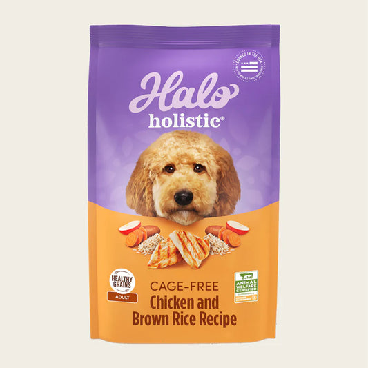 Halo Holistic Complete Digestive Health Chicken and Brown Rice Dog Food Recipe Adult Dry Dog Food
