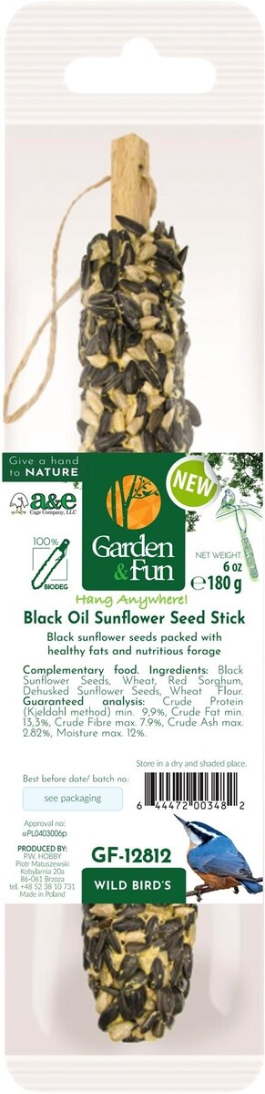 Garden & Fun Wild Bird Stick Black Oil Sunflower Sunflower 6 Oz
