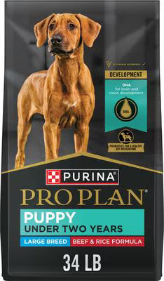 Purina Pro Plan Large Breed Puppy Beef And Rice Formula Dry Dog Food 34 lb Bag