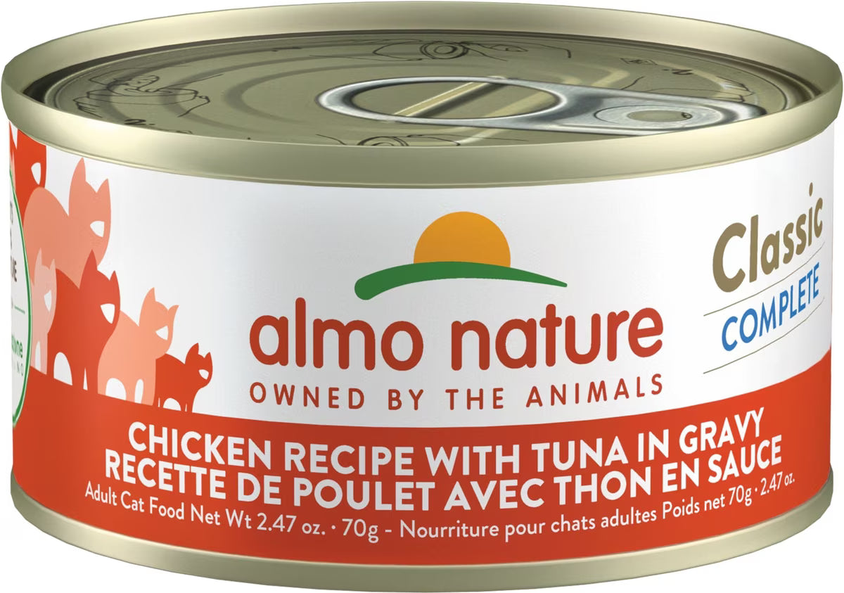 Almo Nature Classic Complete Chicken Recipe with Tuna in Gravy Cat Food Can
