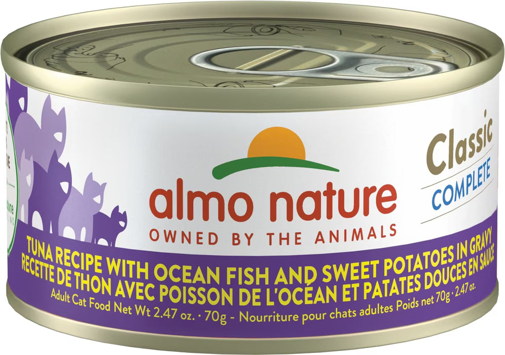 Almo Nature Classic Complete Tuna Recipe with Ocean Fish and Sweet Potato in Gravy Cat Food Can
