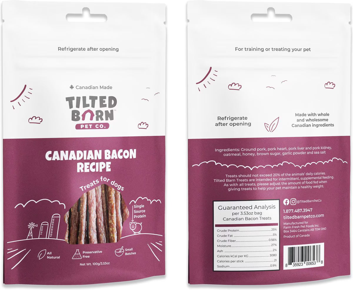 Tilted Barn Pet Co Canadian Bacon Recipe Dog Treats, 3.53oz