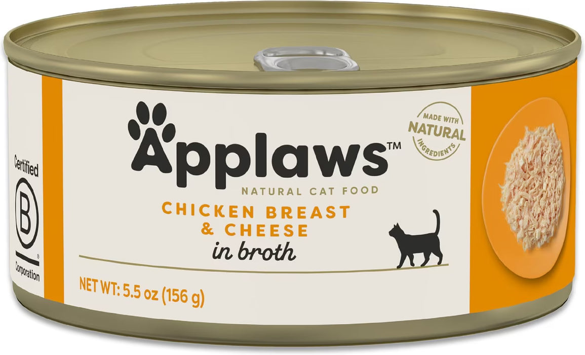 Applaws Natural Chicken Breast with Cheese in Broth Wet Cat Food – 5.5 oz (Case of 24)