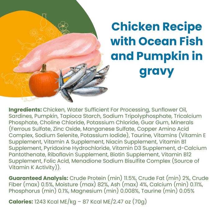 Almo Nature Classic Complete Chicken Recipe with Ocean Fish and Pumpkin in Gravy Cat Food Can