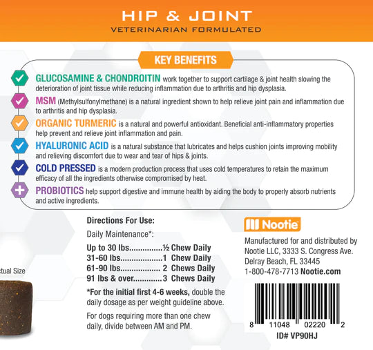 Nootie PROGILITY Daily Hip & Joint Supplement Chews for Dogs