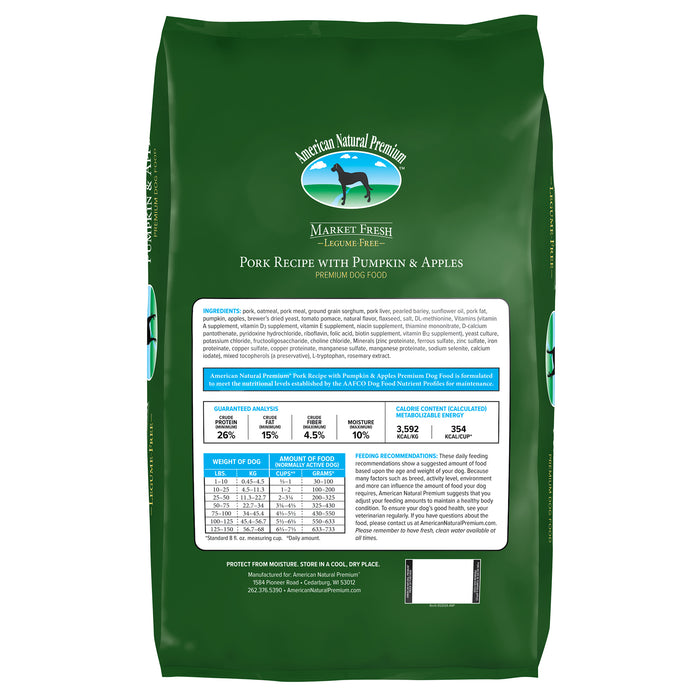 American Natural Premium Market Fresh Legume-Free Pork with Pumpkin & Apples Dry Dog Food