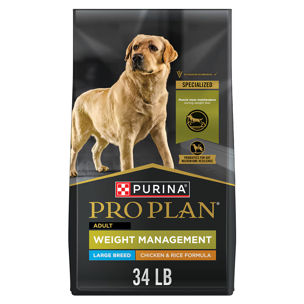 Purina Pro Plan Large Breed Adult Weight Management Chicken And Rice Formula Dry Dog Food 34 lb Bag