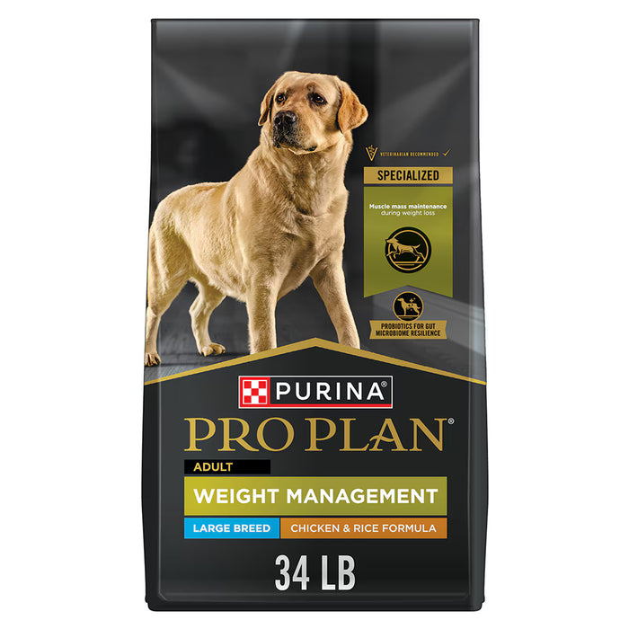 Purina Pro Plan Large Breed Adult Weight Management Chicken And Rice Formula Dry Dog Food 34 lb Bag