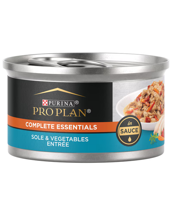 Purina Pro Plan Complete Essentials Sole and Vegetables Entrée in Sauce Cat Food 3 oz Can