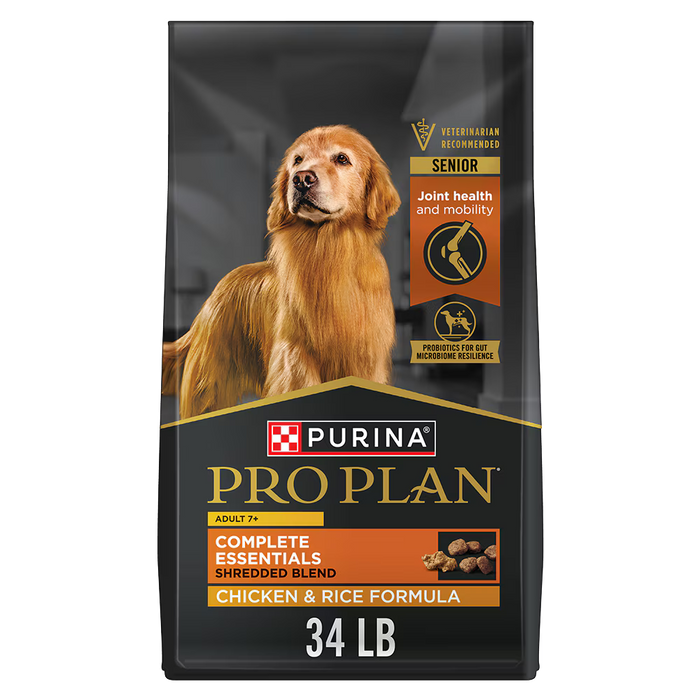 Purina Pro Plan Adult 7 Plus Complete Essentials Shredded Blend Chicken & Rice Dry Dog Food 18 lb Bag