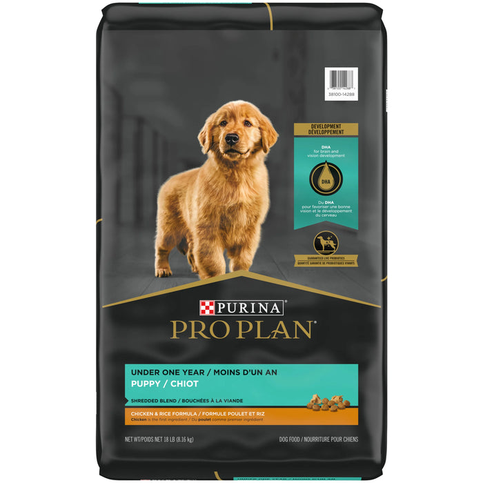 Purina Pro Plan Puppy Shredded Blend Chicken & Rice Formula with Probiotics Dry Dog Food, 34-lb bag