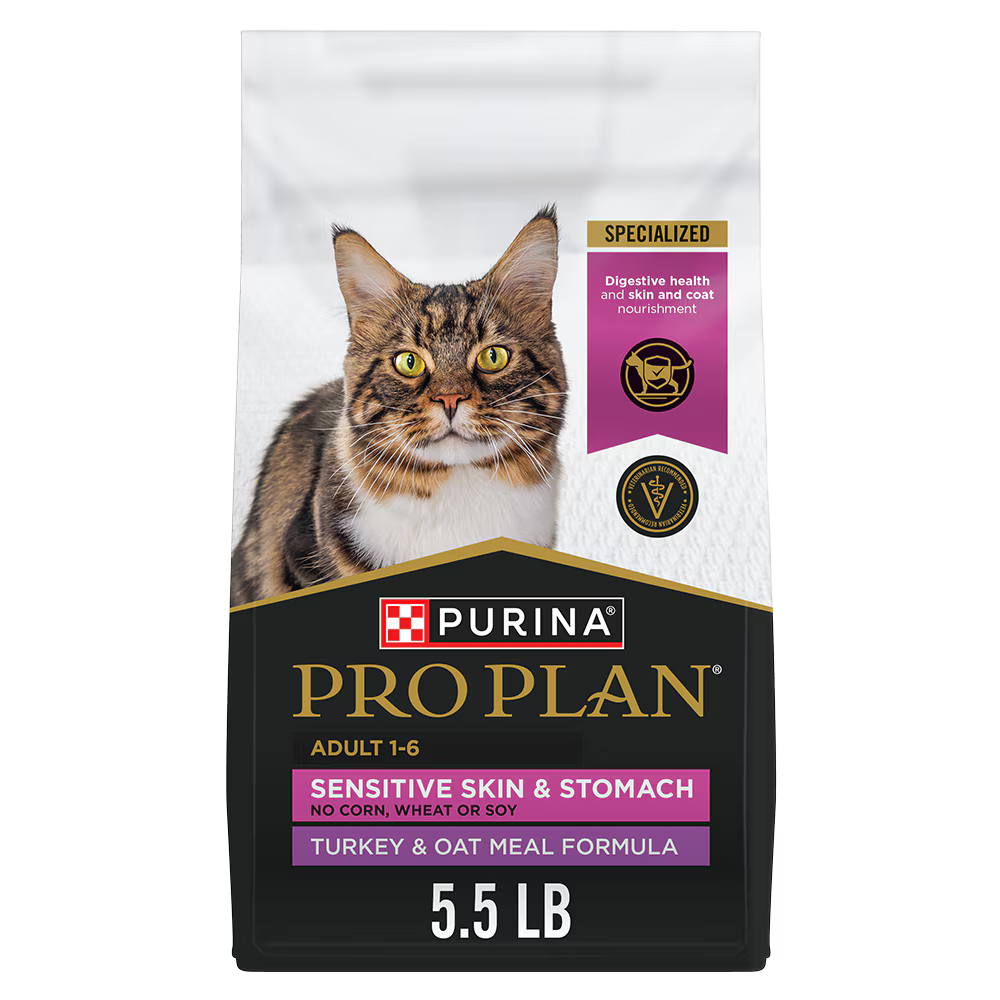 Purina Pro Plan Sensitive Skin and Stomach Turkey and Oat Meal Dry Cat Food 5.5 lb Bag