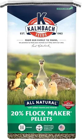Kalmbach All Flock Raiser Grower 20% pellet 50 Lb Bag