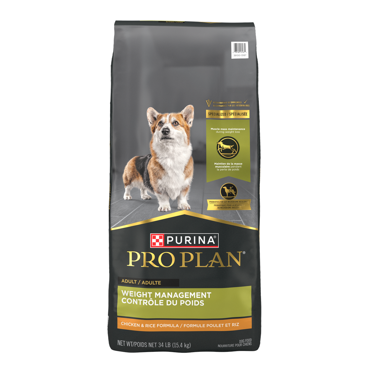 Purina Pro Plan Weight Management Chicken & Rice Formula Dry Dog Food, 34 lb