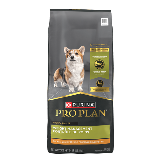 Purina Pro Plan Weight Management Chicken & Rice Formula Dry Dog Food, 34 lb