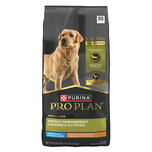 Purina Pro Plan Weight Management Large Breed Chicken & Rice Formula Dry Dog Food, 34 lb