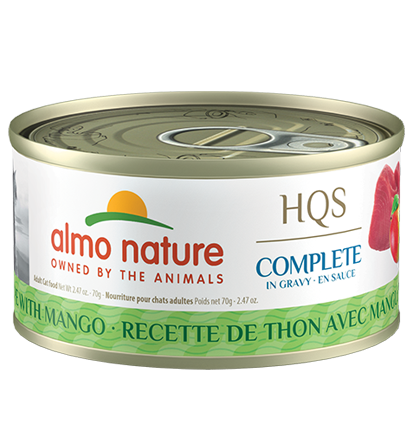 Almo Nature HQS Complete Tuna Recipe With Mango In Gravy Canned Cat Food: 2.47- Oz Cans, Case of 24
