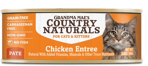 Grandma Mae's Country Naturals Chicken Entree Pate Canned Wet Food For Cats 2.8oz/24