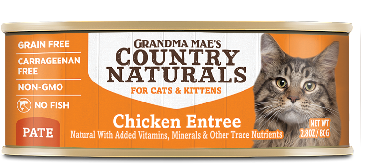 Grandma Mae's Country Naturals Chicken Entree Pate Canned Wet Food For Cats 2.8oz/24
