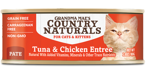 Grandma Mae's Country Naturals Tuna & Chicken Entree Pate Canned Wet Food For Cats 2.8oz/24