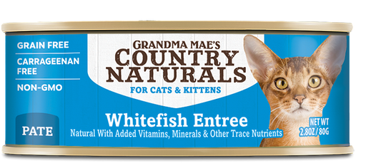 Grandma Mae's Country Naturals Whitefish Entree Pate Canned Wet Food For Cats 2.8oz/24