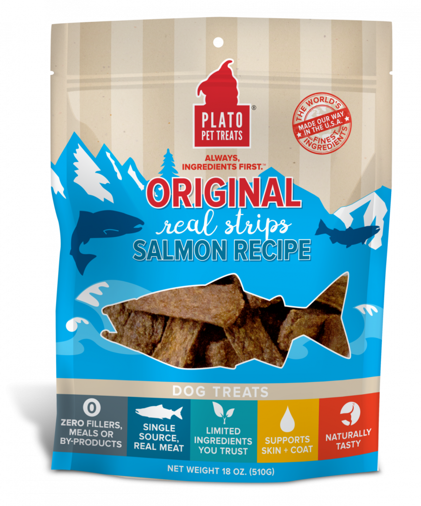 Plato All Natural Salmon Strips Dog Treats