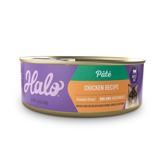 Halo Grain Free Indoor Cat Chicken Pate Canned Cat Food