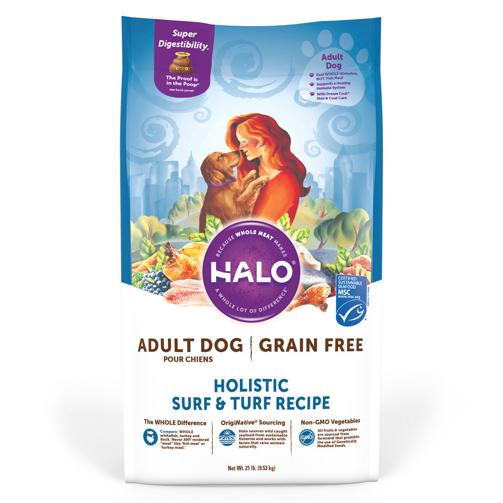 Halo Adult Grain Free Holistic Surf & Turf Recipe Dry Dog Food