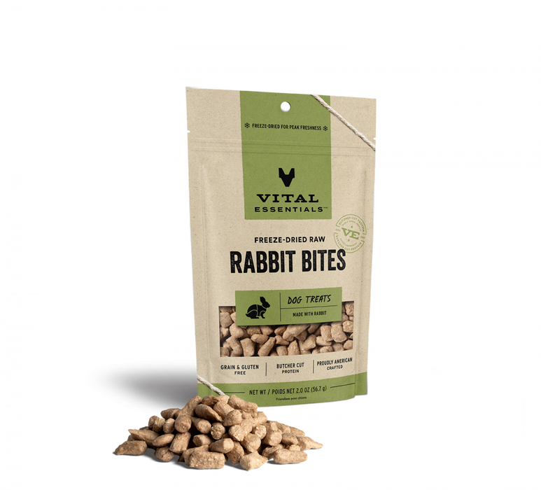 Vital Essentials Freeze Dried Rabbit Bites Vital Treats for Dogs