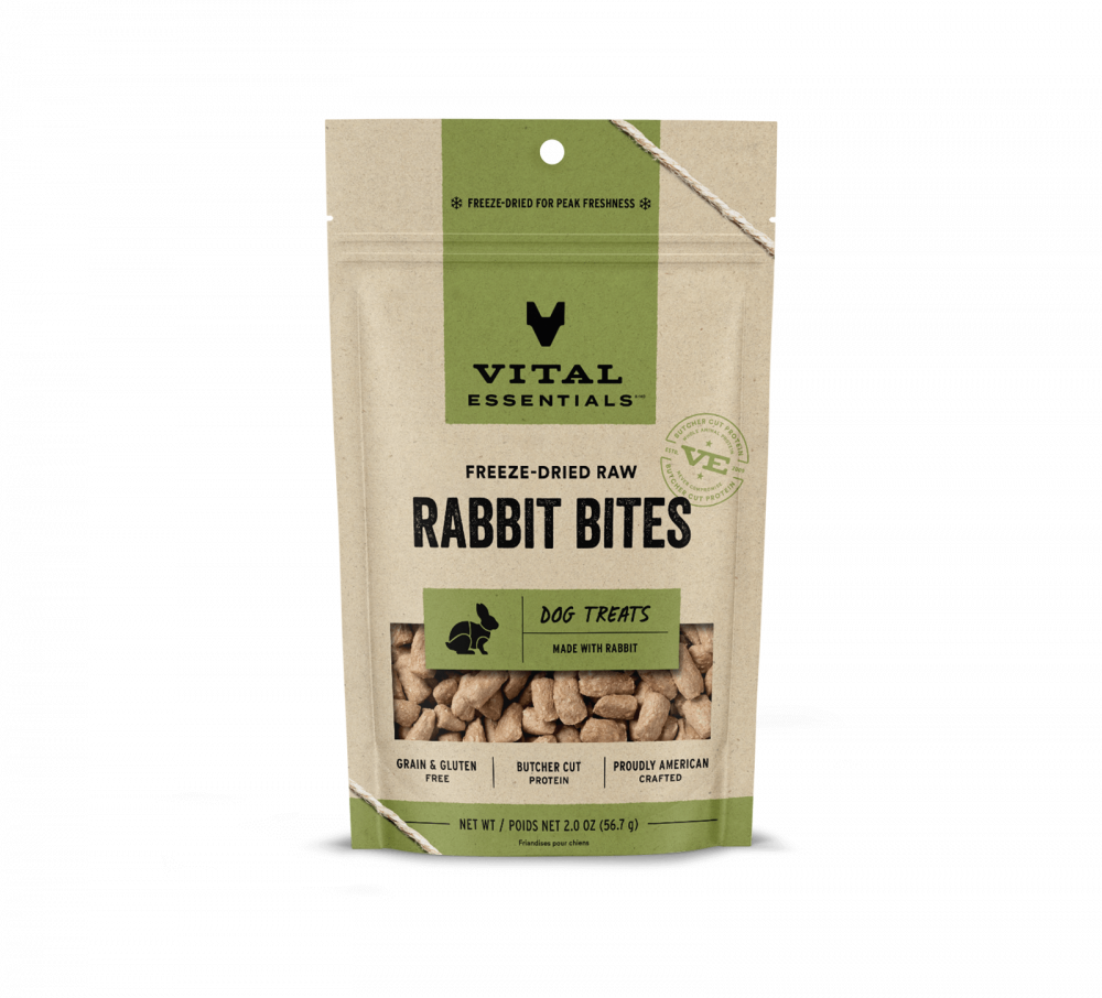 Vital Essentials Freeze Dried Rabbit Bites Vital Treats for Dogs