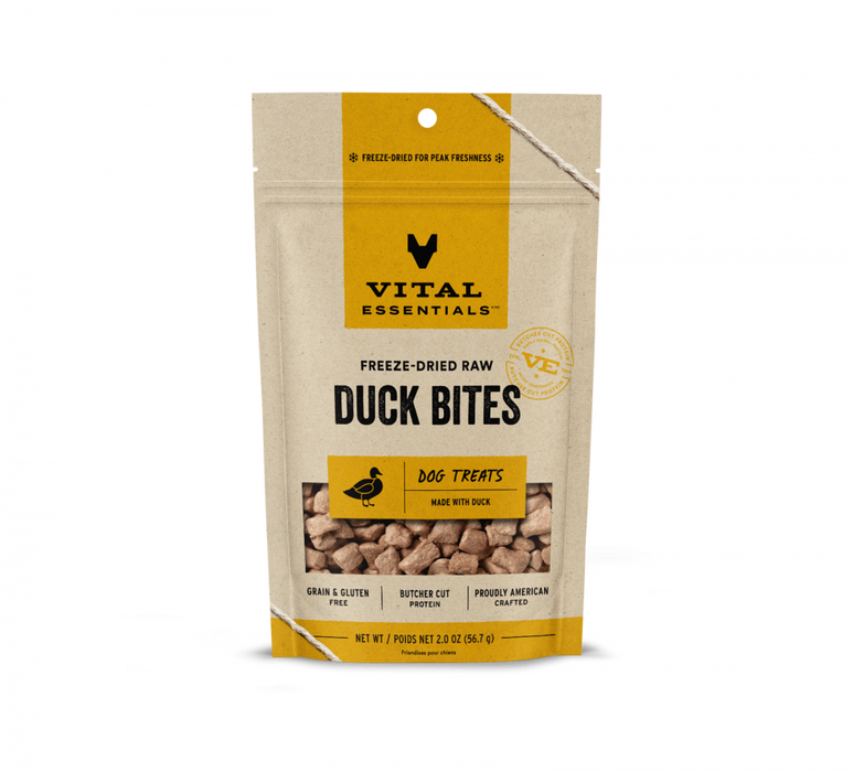Vital Essentials Freeze Dried Vital Treats Grain Free Duck Nibs Dog Treats