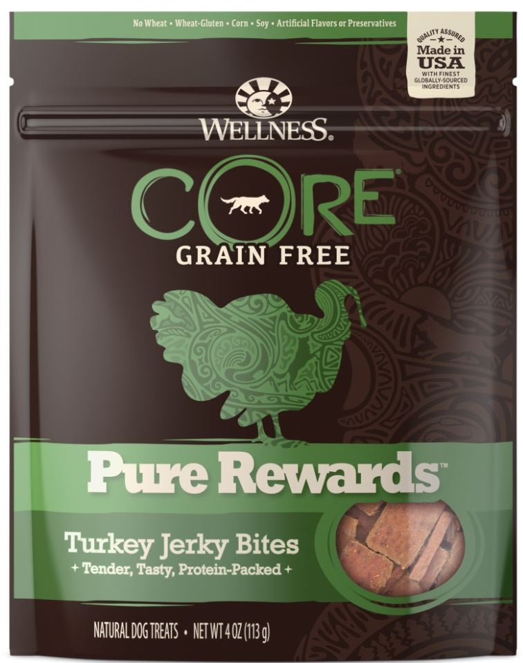 Wellness CORE Natural Grain Free Pure Rewards Turkey Recipe Jerky Bites Dog Treats