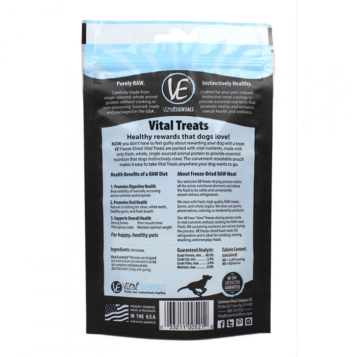 Vital Essentials Freeze Dried Grain Free Minnows Treats for Dogs