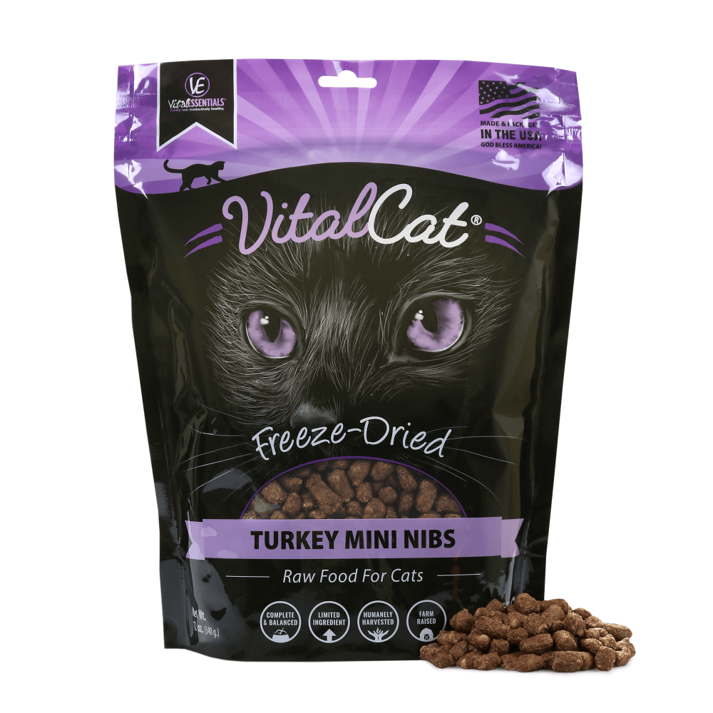 Vital Essentials Grain Free Turkey Mini Nibs Freeze Dried Raw Food for Cats
