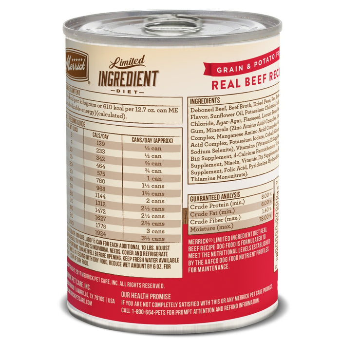 Merrick Limited Ingredient Diet Grain & Potato Free Real Beef Recipe Canned Dog Food