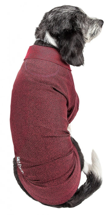 Pet Life Active Relax Stretch Fur Flexed Burgundy Polo Dog T-Shirt