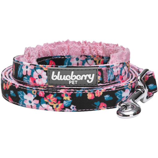 Blueberry Pet Floral Lace Dog Collar, Pink, Medium