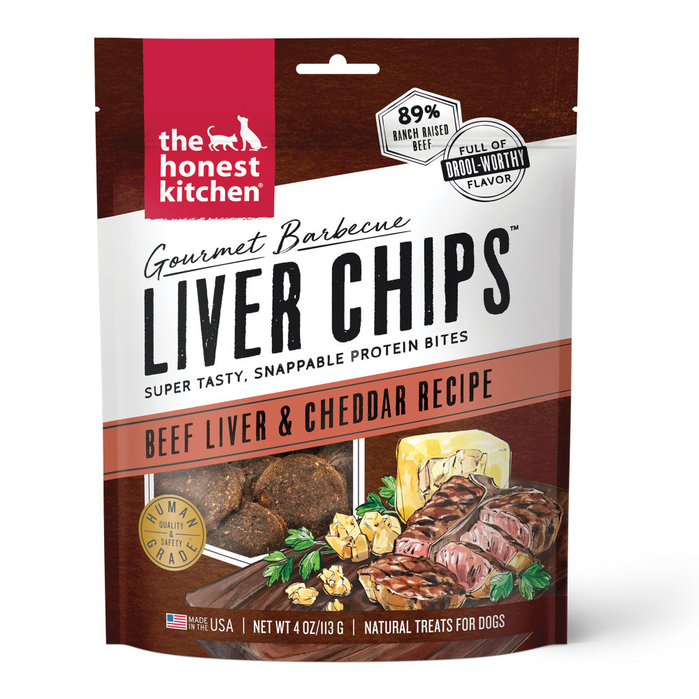 The Honest Kitchen Gourmet Barbecue Liver Chips Beef Liver & Cheddar Recipe Dog Treats