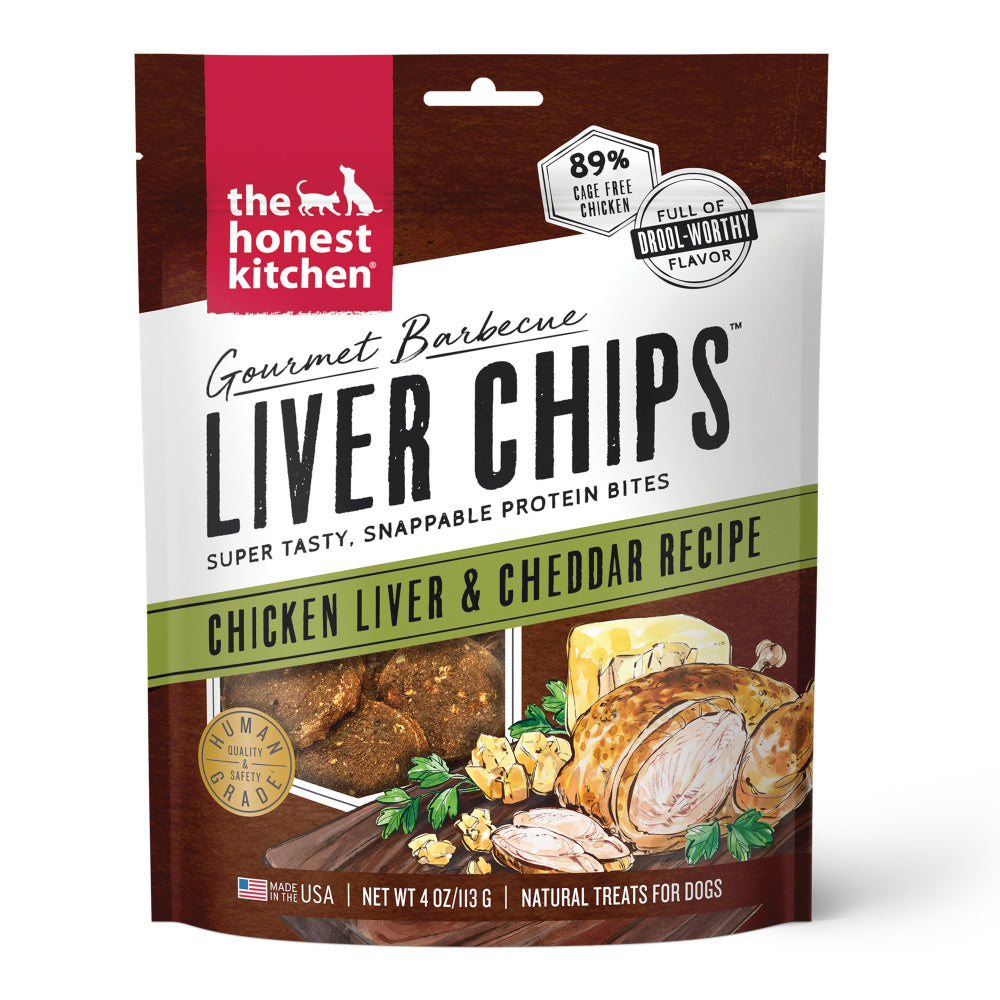 The Honest Kitchen Gourmet Barbecue Liver Chips Chicken Liver & Cheddar Recipe Dog Treats